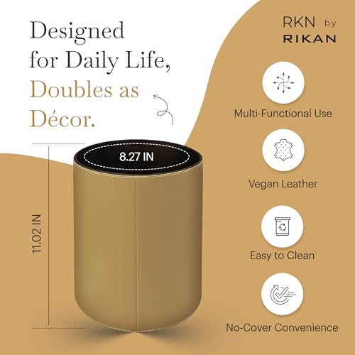 Caneca de Basura Beige de Cuero Vegano Rikan miniatura 5
