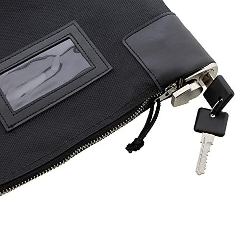 BISupply Locking Money Bag Locking Pouch Zipper Bank Bag with Lock Locking Cash Bag Lock Pouch Lock Bag in Black