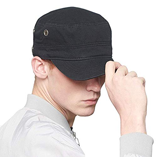 Cacuss Men's Cotton Army Cap Cadet Hat Military Flat Top Adjustable Baseball Cap Outdoor Sports #TOP26