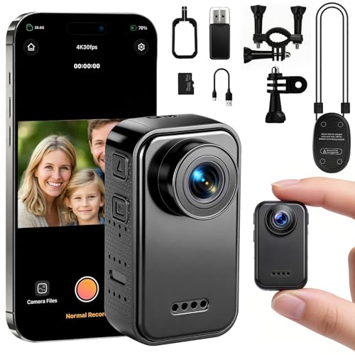 Image of 4K Mini Body Camera,Thumb Camera,Mini Body Sports Action Camera with 64GB Storage, Hands Free POV Magnetic Wearable Cam, Thumb Size Mount Anywhere for Cycling Hiking Running Vlogging Pet Walking