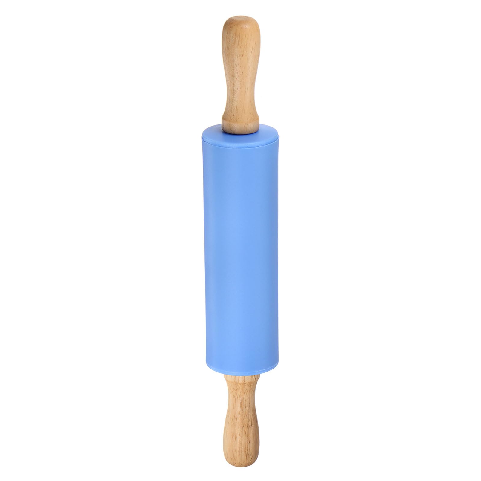 sourcing map Silicone Rolling Pins for Baking 12 Inch Wooden Handle Non Stick Rolling Pin Small Roller Playdough Rolling Pins for Dough Pizza Pastry Fondant Kitchen, Blue