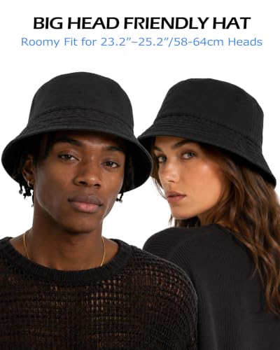 Image of Zylioo XL XXL Bucket Hat for Big Heads, Washed Cotton Sun Hat | Roomy L-XXL Fit With Washed Cotton Comfort, Easy To Fold For Fishing, Beach, Hiking, Travel, And Summer Wear