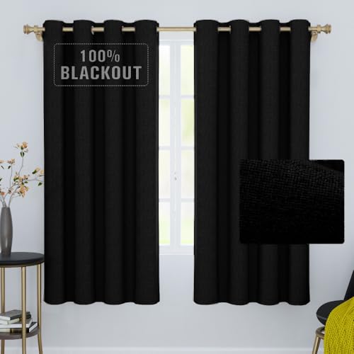 Opiniones de Cortinas de media altura al mejor precio. 47 GRALI Cortinas para Recámara Cortas, Lino Cortina Negras para Ventana, Cortinas Térmicas Aislantes Frío Calor, Tela 100% Poliéster, 132 X 160 CM, 2 Paneles