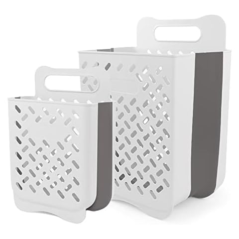 Laundry Basket Hamper,Hanging Wall Collapsible Laundry with Handle,Space-Saving Foldable Storage Dirty Washer Organizer Bin Multi-function Container Waterproof Durable,Set of 2(XL&M) Cover
