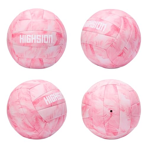 Soft Touch PU Leather Pink Volleyball Official Size 5 Thickened Durable Indoor Outdoor Waterproof Volleyball for Teen Girls Kids Team Beginners Beach, Pool, Gym Training & Games(Deflated,With Pump) by Highsion - Used condition - Image 6
