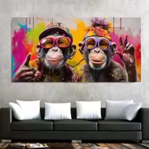 Affiches toile mur art graffiti singes encadré XINBAO 20x40