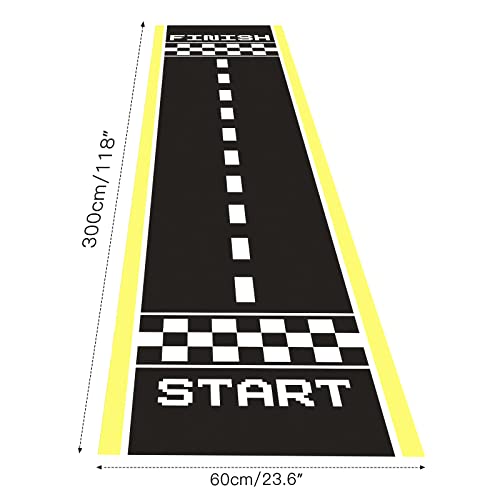OOTSR 9.8ft Lang Rennstrecke Boden Läufer Matte, Rennwagen Party Dekoration für Rennwagen, Geburtstag, Spiel, Sport, Tisch(1 STK)