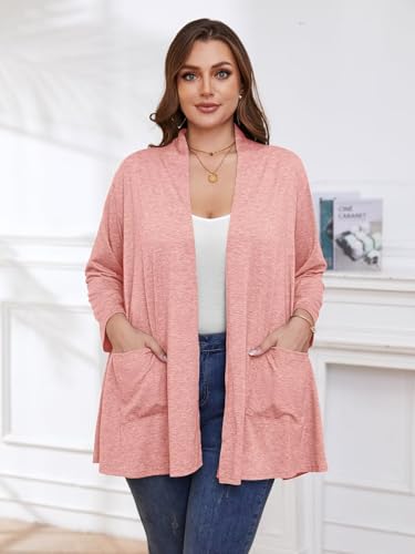 Image of BELAROI Plus Size Lightweight Cardigan Sweaters for Women Casual Open Front 3 /4 Sleeve Cover Up