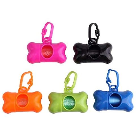 5 PCS Bone Shaped Poop Bag Dispenser Pet Waste Disposal Bag Dispenser With Waste Bag (Random Color) Cover