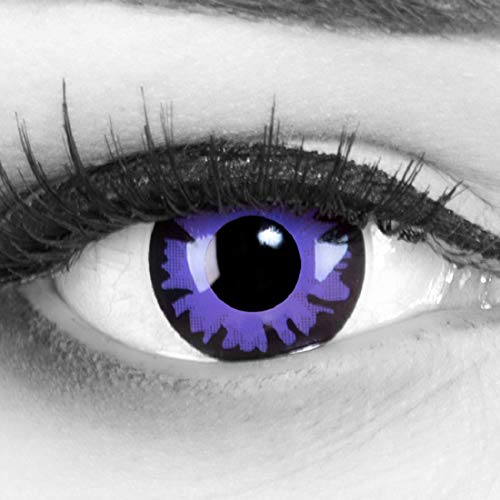 Lentillas de color violeta lila1 par. Cómodas y perfectas para carnaval de Halloween, cosplay de anime, blandas, sin dioptrías + recipiente de lentillas, sin graduación