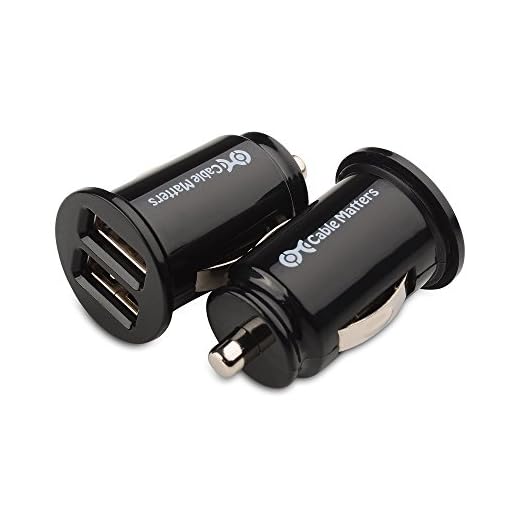 Cable Matters Updated Version 2-Pack 10W 2A Flush Mount Mini Dual USB Car Charger with Smart Charging Chipset for iPhone XR XS, Samsung Galaxy S10, Note 9, LG G7, V40, Google Pixel 3, and More