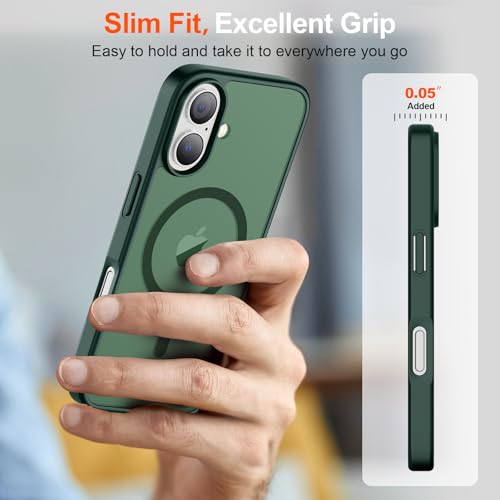 Image of SUPFINE Magnetic for iPhone 17 Case (Compatible with MagSafe)(Military Grade Drop Protection) Translucent Matte Shockproof with Anti-Fingerprint Phone Cover 2025,Forest Green