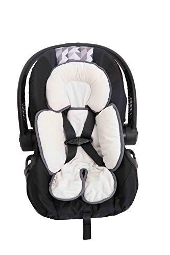 Alphabetz Alphabetz Reversable Head and Body Support and Strap Cover Set For Car Seats and Strollers, white, gray