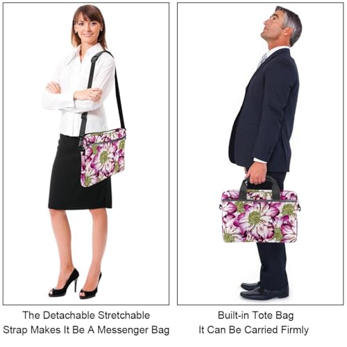 Maletín bandolera para laptop de 13 a 14.5 pulgadas con estampado de flores 7