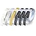 6x Labelwell 9mm Blanc sur Noir/Or/Argent/Transparent Compatible Ruban de Marquage 3D Remplacement pour Dymo Étiquette de Gaufrage en Plastique pour Dymo S0717900 Junior et S0717930 Omega, Motex E-101