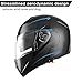 AHR Run-M Full Face Flip up Modular Motorcycle Helmet DOT Approved Dual Visor Motocross Black XL