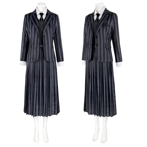 Adult Girl's Nevermore Academy Cosplay Costume School Outfits Black Stripe