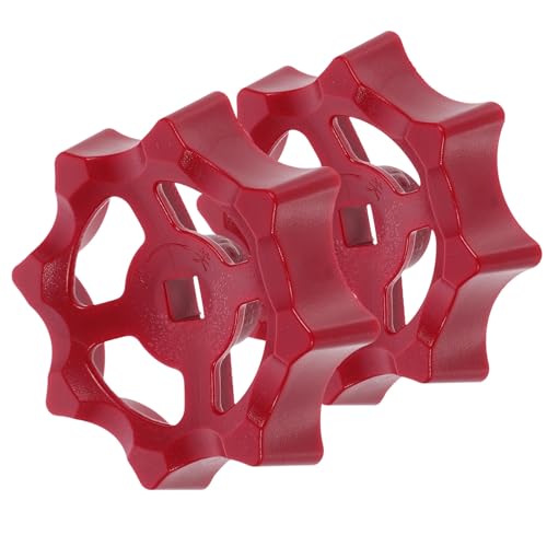 minkissy 2 Manijas de Rueda Mango de Plástico Rojo, Fácil y Confiable para Válvula Orificio Cuadrado de 7 Mm Accesorio para Compuerta de Agua