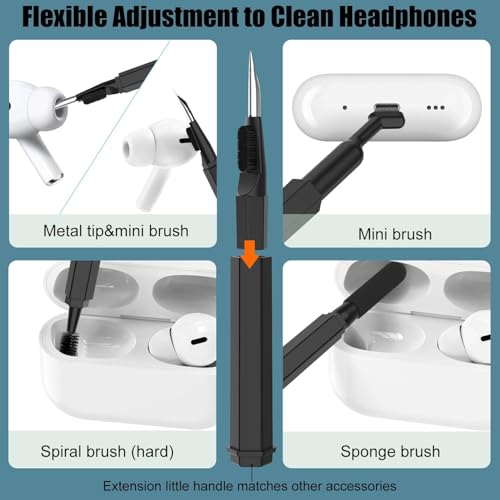 Image of Elfora Electronic 20 in 1 Cleaning Kit| Multifunction Tool Kit with Screen Cleaning Cloth, Brush, Key Puller, Spray Bottle| Cleaner Kit for PC, Laptop, iPhone, iPad, MacBook, Airpod & Keyboard(Black)