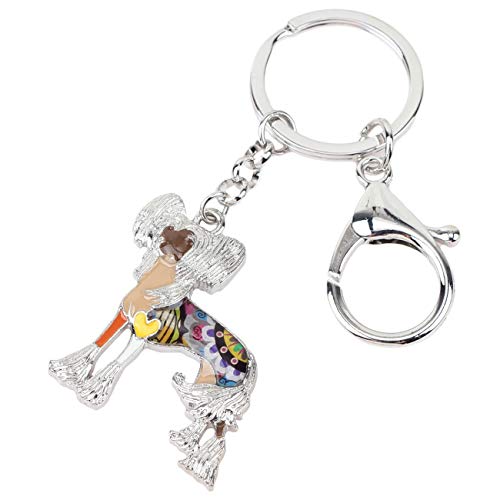 WEVENI Alloy Chinese Crested Dog Keychain Enamel Charms Bag Car Wallet Jewelry For Women Girls2