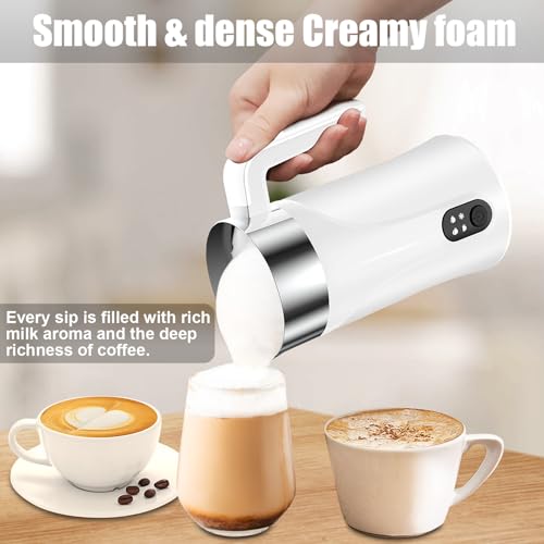Image of Milk Frother, 4 in 1 Milk Frother, Steamer and Steamer, 10oz /300ml, Automatic Hot and Cold Foam Machine and Milk Warmer, Electric Milk Frother for Coffee