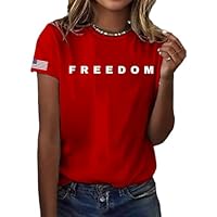 Charlie Kirk Freedom Shirt Freedom Tshirt Unisex Charlie Kirk Crewneck Short Sleeve Letter Print Graphic Tees Shirts (US, Alpha, 3X-Large, Regular, Regular, Red)