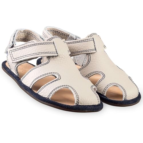 Magical Shoes Barfußschuhe Kinder, Barefoot Sandals Kids, weiche Lauflernschuhe aus Leder, Kinderschuhe für Frühling - Sommer, Kindersandalen mit Klettverschluss, Gr. 24, Navy