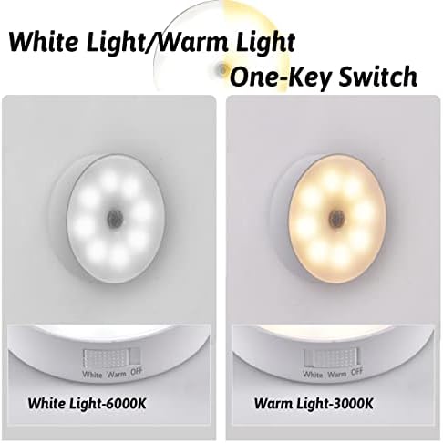 tannac LED Motion Sensor Night Light,4 Pack USB Rechargeable Smart Lights Indoors,Adjustable Brightness Warm&White Night Lighting for Baby/Kids/Children Room,Stairs,Hallway,Kitchen, Bedroom,Cabinets