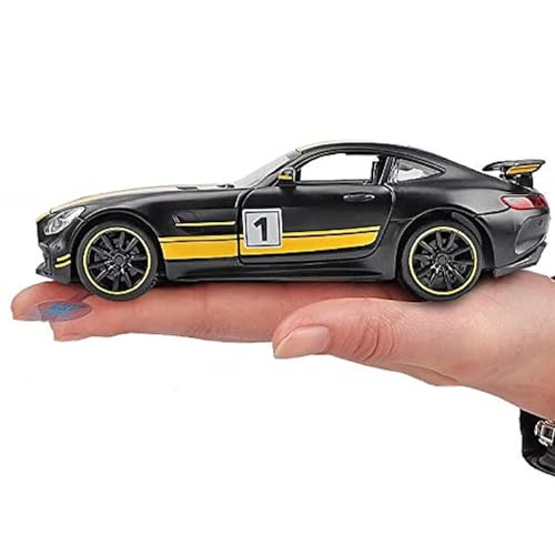 Image of 1:32 Diecast Metal Car AMG GTR Toy Car Model Die cast Metal Toy Car Light Soung Pull Back Openable Door