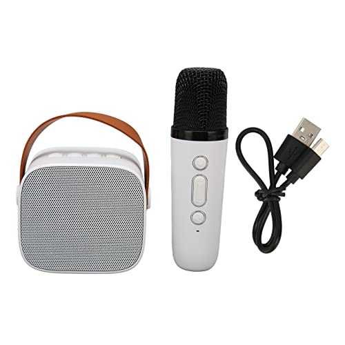 Portable Bluetooth Speaker with Microphone Set, Karaoke Machine for Adults Kids, Singing PA Speaker System Set, Retro Bluetooth Speaker with Home Karaoke Machine for Party (White)