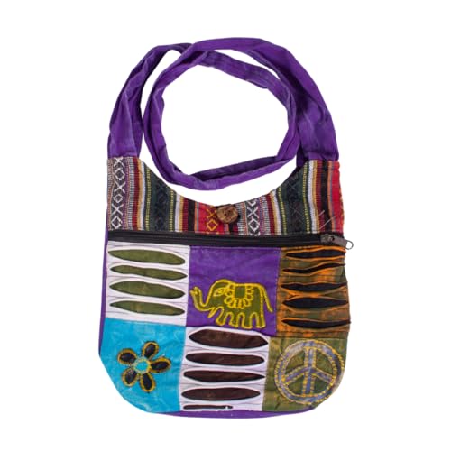 Laliguras Bolsa Hobo Tie-Dye colorida com estampa de caveira, alça de padrão étnico, 43 x 30 cm (elefante), Multicor, Medium
