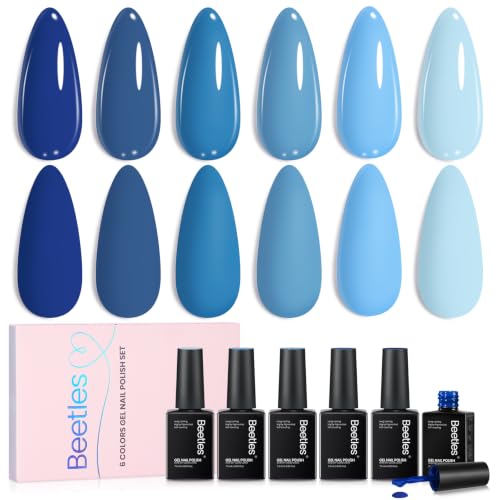 Image of Beetles Blue Gel Polish Set, Ocean Range, 6 Colors Blue Gel Nail Polish Set