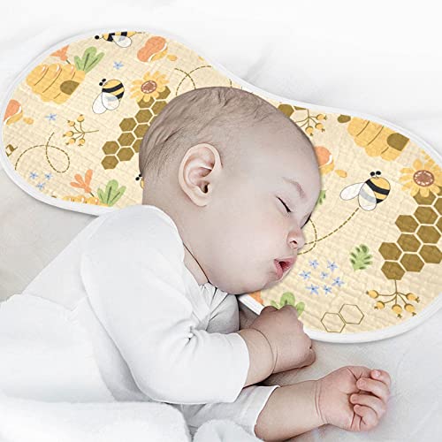 Cute Bee Flower Honeycomb Muslin Burp Cloths for Baby 1 Pack 100% Cotton Baby Washcloths Bibs for Boy Girl4