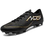 NUTTOPL Football Boots Men's Low Top Spikes Training Football Shoes Youth Children's Astro Turf Soccer Shoes Outdoor Competition Sneaker Black 8 UK