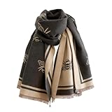 BUFANDA DE INVIERNO DE ALTA CALIDAD PARA MUJER: Fabricada con una mezcla de cachemira, algodón y acrílico, extremadamente suave y agradable al tacto, sin sensación de picor, resistente a la decoloración, al encogimiento y a la formación de bolitas.