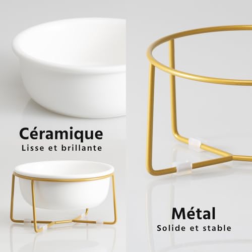 Gamelle pour chien surélevée céramique durable et support en métal stable