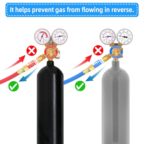 AGPTEK Oxygen Acetylene Flashback Arrestors Set Regulator End 9/16-18 Threads B Size