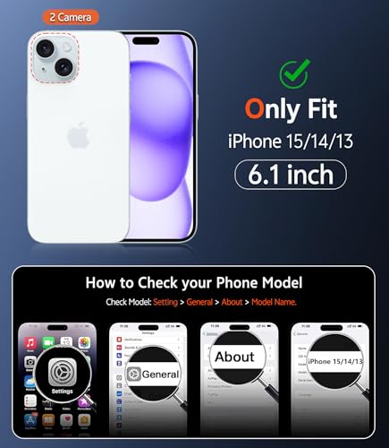 Image of FNTCASE for iPhone 15 Case Matte: iPhone 14 /13 Case Magnetic Phone Cases with Screen Protector Compatible with Magsafe Slim Anti Yellowing Rugged Protective Translucent Cell Cover (C-Purple)