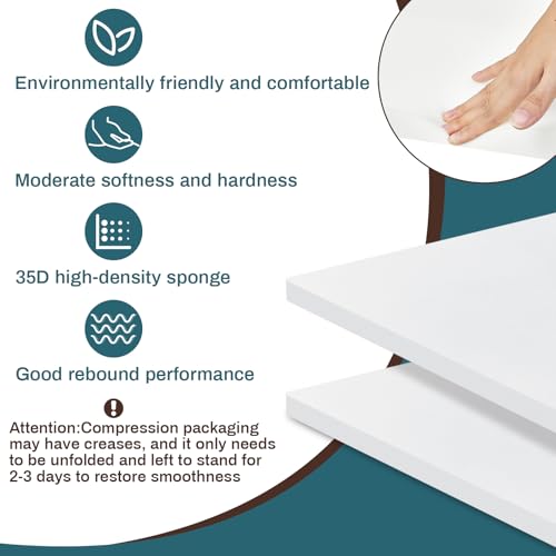 Image of Frienda 6 Pack 1 inch X 18 inch X 18 inch Upholstery High Density Foam Cushion White Replacement Cushion or Commercial Use Stuffing Craft Foam Couch Chair Padding DIY Projects