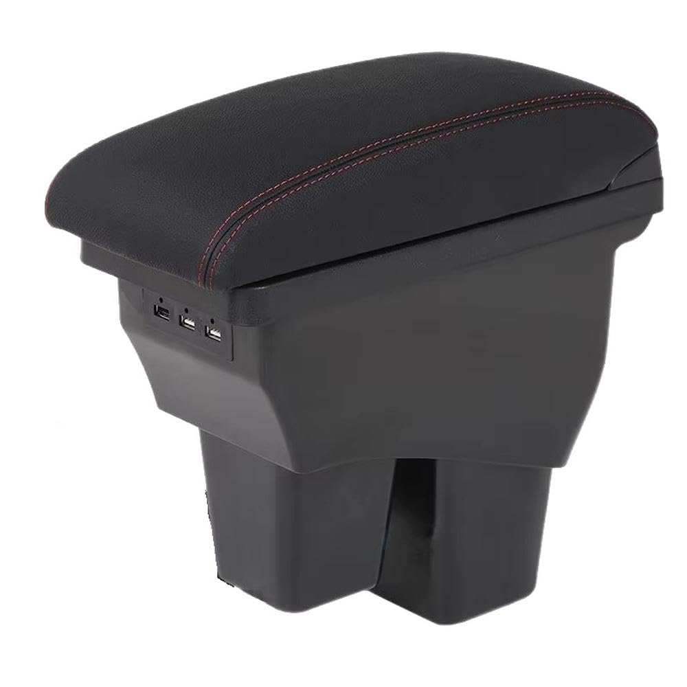 FSOZDBBPL For Jazz For Fit 2015-2020 Car Armrest Box Retrofit Parts Interior Storage Box 3USB Interior Parts(A1 Black leather)