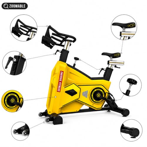 Image of Transformer Spinning Bike FB-5817 | 26kg Flywheel Indoor Exercise Cycle for Home & Gym, Adjustable Seat & Handlebars, Friction Resistance, Heavy-Duty 200kg User Capacity (Yellow)