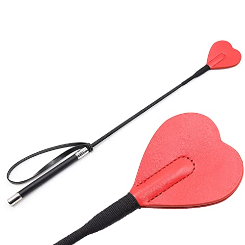 YY GEWETAO Riding Crop English Whip with Heart Shaped Leather Top | Premium Quality Crop Training Horse Whip Leather (red)