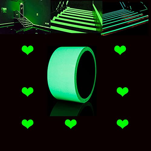 Sbomi Cinta luminosa – Cinta adhesiva luminosa verde – Cinta fluorescente autoadhesiva de seguridad, cinta de advertencia para escaleras, escalones, suministros de escenario (50 mm x 10 m)