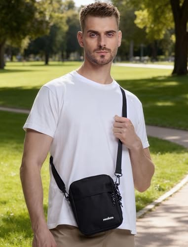 MOCOCITO Umhängetasche, Schultertasche für Herren, Kuriertasche aus Nylon, Messenger Bag für Tägliches Leben Reise(Groß-Schwarz)