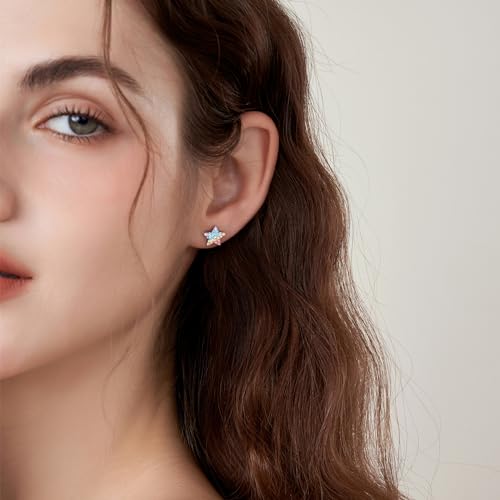 Women Star Heart Teardrop Earrings,Girls Round Circle Triangle Stud Earrings Gifts Jewelry2