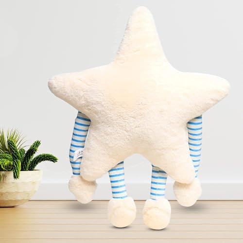 Image of CHIRKUT T Stuffed Animal, 50cm Fur White Star Shaped Pillow Stuffed | Stars Nursery Decor Home Decor for Bedroom Star Soft Pillow with Arm & Leg, Stuffed Soft Toy Doll for Home,(Strt pIillow)