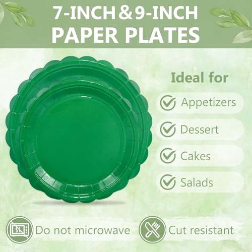 Image of Mulbozy 100 Pcs Green Plastic Plates,Green Disposable Plates Set for Party