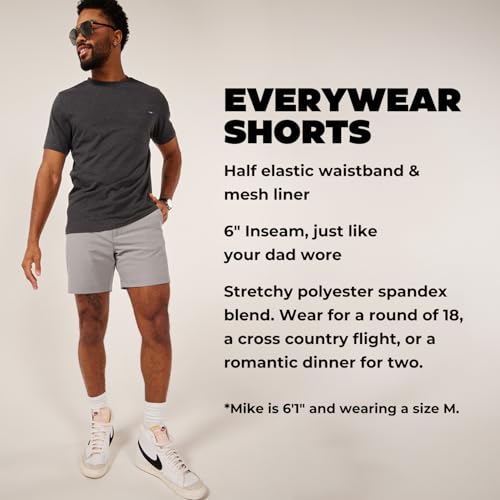 Image of Chubbies Everywear Men's Shorts - Mens Shorts Casual 6in Inseam, Elastic Waist, Water-Resistant, Zipper Pocket
