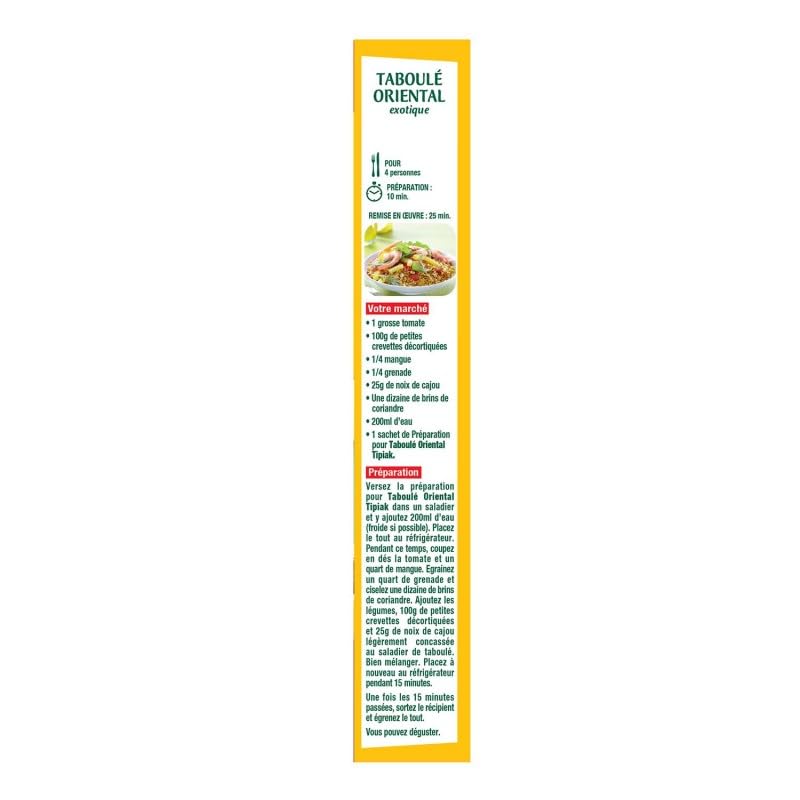 Tipiak Taboulé Orientale 300G - Préparation de semoule fine et légumes du soleil pour une salade fraîche et parfumée - Idéal pour vos repas d'été et vos - Lot De 4 - Vendu Par Lot