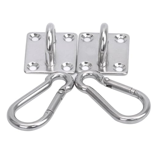 Robuste Schaukelhaken, 2 Stück, Edelstahl-Zubehör zum Aufhängen mit 4 festen Löchern, Deckenhalterung, robuste Haken für Schaukeln, Hängematten, Yoga-Trapez, Indoor-Outdoor-Spielplatzgeräte